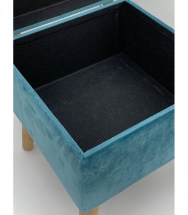 AcaciaHome Stylish & Durable Living Velvet Ottoman Footstool with Lift-Up Storage, Square Design, Traditional Pattern, Comfortable Medium Firmness for Living Room, Office or Lounge (Blue, Square)