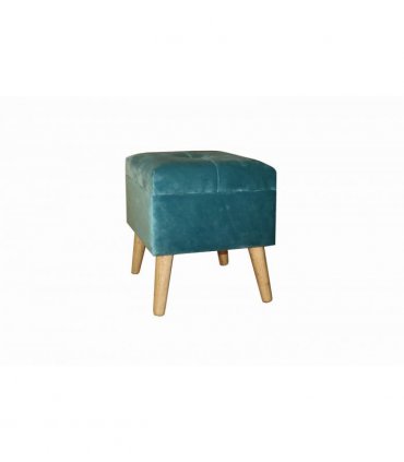 AcaciaHome Stylish & Durable Living Velvet Ottoman Footstool with Lift-Up Storage, Square Design, Traditional Pattern, Comfortable Medium Firmness for Living Room, Office or Lounge (Blue, Square)