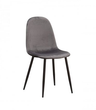 AcaciaHome Modern & Stylish Velvet Cushion Padded Fabric Chair with Black Metal Legs – Comfortable Upholstery with Strong Frame Perfect for Living Rooms, Dining Areas, Offices, & Lounges (Grey)