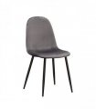 AcaciaHome Modern & Stylish Velvet Cushion Padded Fabric Chair with Black Metal Legs – Comfortable Upholstery with Strong Frame Perfect for Living Rooms, Dining Areas, Offices, & Lounges (Grey)