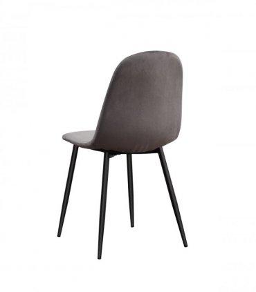 AcaciaHome Modern & Stylish Velvet Cushion Padded Fabric Chair with Black Metal Legs – Comfortable Upholstery with Strong Frame Perfect for Living Rooms, Dining Areas, Offices, & Lounges (Grey)