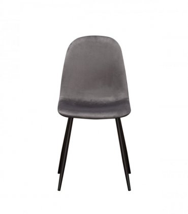 AcaciaHome Modern & Stylish Velvet Cushion Padded Fabric Chair with Black Metal Legs – Comfortable Upholstery with Strong Frame Perfect for Living Rooms, Dining Areas, Offices, & Lounges (Grey)