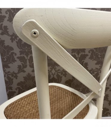 Modern & Stylish Hand Finished Cross Back Oak Wooden Cafe Chair - Exclusive Rattan Seat Comfortable Office Furniture Collections for Home, Dining, Cafe, and Office Seating (Cream)