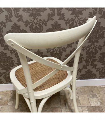 Modern & Stylish Hand Finished Cross Back Oak Wooden Cafe Chair - Exclusive Rattan Seat Comfortable Office Furniture Collections for Home, Dining, Cafe, and Office Seating (Cream)