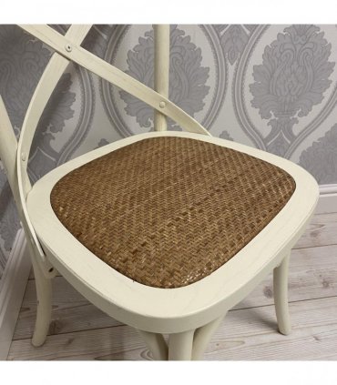 Modern & Stylish Hand Finished Cross Back Oak Wooden Cafe Chair - Exclusive Rattan Seat Comfortable Office Furniture Collections for Home, Dining, Cafe, and Office Seating (Cream)