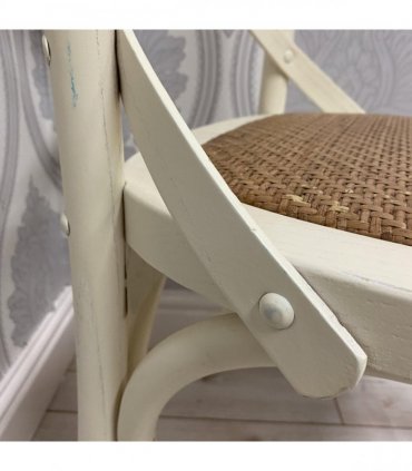 Modern & Stylish Hand Finished Cross Back Oak Wooden Cafe Chair - Exclusive Rattan Seat Comfortable Office Furniture Collections for Home, Dining, Cafe, and Office Seating (Cream)