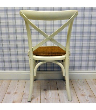 Modern & Stylish Hand Finished Cross Back Oak Wooden Cafe Chair - Exclusive Rattan Seat Comfortable Office Furniture Collections for Home, Dining, Cafe, and Office Seating (Cream)