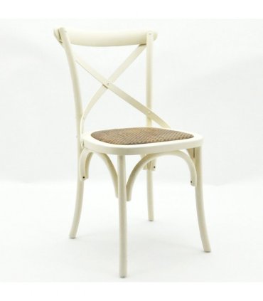 Modern & Stylish Hand Finished Cross Back Oak Wooden Cafe Chair - Exclusive Rattan Seat Comfortable Office Furniture Collections for Home, Dining, Cafe, and Office Seating (Cream)