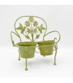 AcaciaHome Elegant Double Bench Plant Stand - 2 Pot Metal Flower Display Rack for Indoor & Outdoor Use, Weatherproof Finish, Modern Design Perfect for Porches, Balconies, and Flower Beds (Green)