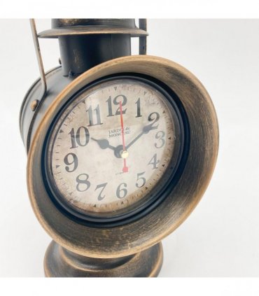 AcaciaHome Stylish Large 29 cm Metal Vintage Miners Industrial Mantel Clock – Retro Pump Design with Multicoloured Finish, Matte Frame, Battery-Powered Quartz Movement, Ideal for Living Room