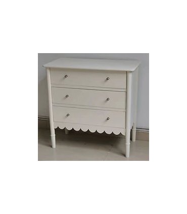 AcaciaHome Modern and Classic Chest with 3 Drawers Console Table - Stylish Carvings & Bronze Handles Medium wood tone chest with painted finish for Home, Office, or Living Spaces (Cream)