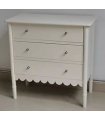 AcaciaHome Modern and Classic Chest with 3 Drawers Console Table - Stylish Carvings & Bronze Handles Medium wood tone chest with painted finish for Home, Office, or Living Spaces (Cream)