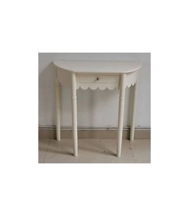 Stylish & Elegant Cream Console Table with 1 Drawer & Shelf – 80cm High Semicircle Design | Perfect for Hallway, Side, or White Desk Dressing Table for Bedroom, Office, Living Space (Cream White)