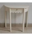 Stylish & Elegant Cream Console Table with 1 Drawer & Shelf – 80cm High Semicircle Design | Perfect for Hallway, Side, or White Desk Dressing Table for Bedroom, Office, Living Space (Cream White)