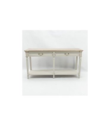 AcaciaHome Modern Cream 2 Drawer Console Table with Shelf, 80cm Wooden Hallway Side Table, White MDF Storage Desk, Dressing Table for Living Room, Bedroom, Entryway and Hallway