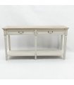 AcaciaHome Modern Cream 2 Drawer Console Table with Shelf, 80cm Wooden Hallway Side Table, White MDF Storage Desk, Dressing Table for Living Room, Bedroom, Entryway and Hallway