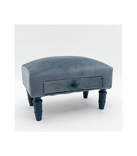 AcaciaHome Stylish and Durable Velvet Ottoman Footstool with Drawer - Solid Wood Frame, Removable Legs with Shabby Chic Design, Quality Upholstery for Living Room, Office, Home Decor (Grey)