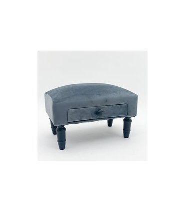 AcaciaHome Stylish and Durable Velvet Ottoman Footstool with Drawer - Solid Wood Frame, Removable Legs with Shabby Chic Design, Quality Upholstery for Living Room, Office, Home Decor (Grey)