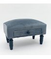AcaciaHome Stylish and Durable Velvet Ottoman Footstool with Drawer - Solid Wood Frame, Removable Legs with Shabby Chic Design, Quality Upholstery for Living Room, Office, Home Decor (Grey)