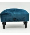 AcaciaHome Stylish and Durable Velvet Ottoman Footstool with Drawer - Solid Wood Frame, Removable Legs with Shabby Chic Design, Quality Upholstery for Living Room, Office, Home Decor (Royal Blue)