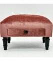 AcaciaHome Stylish and Durable Velvet Ottoman Footstool with Drawer - Solid Wood Frame, Removable Legs with Shabby Chic Design, Quality Upholstery for Living Room, Office, Home Decor (Pink)
