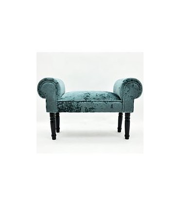 AcaciaHome Durable & Stylish Velvet Window Seat Bed End Chaise Lounge - Crushed Velvet Fabric, Solid Wood Feet, Padded Armrests, Sponge Padded Seat, Perfect for Bedroom or Living Room (Light Blue)
