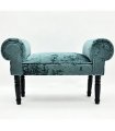 AcaciaHome Durable & Stylish Velvet Window Seat Bed End Chaise Lounge - Crushed Velvet Fabric, Solid Wood Feet, Padded Armrests, Sponge Padded Seat, Perfect for Bedroom or Living Room (Light Blue)