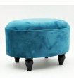 AcaciaHome Durable & Stylish Deluxe Oval Footstool - Handmade Shabby Chic Design with Solid Wood Frame, Removable Legs, Anti-Microbial Fabric, for Bedroom or Living Room Seating (Blue)