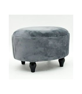 AcaciaHome Durable & Stylish Deluxe Oval Footstool - Handmade Shabby Chic Design with Solid Wood Frame, Removable Legs, Anti-Microbial Fabric, for Bedroom or Living Room Seating (Grey)