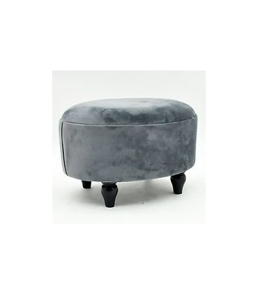 AcaciaHome Durable & Stylish Deluxe Oval Footstool - Handmade Shabby Chic Design with Solid Wood Frame, Removable Legs, Anti-Microbial Fabric, for Bedroom or Living Room Seating (Grey)