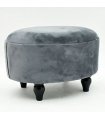 AcaciaHome Durable & Stylish Deluxe Oval Footstool - Handmade Shabby Chic Design with Solid Wood Frame, Removable Legs, Anti-Microbial Fabric, for Bedroom or Living Room Seating (Red)