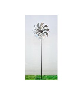 AcaciaHome Metal Windmill Spinner Garden Stake - Weatherproof, Durable - Grey - 150 cm - Retro Style