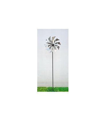 AcaciaHome Metal Windmill Spinner Garden Stake - Weatherproof, Durable - Grey - 150 cm - Retro Style