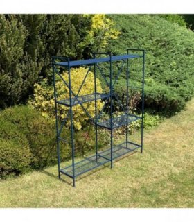 Shelf Unit Blue Painted Metal 141CM Easy to Assemble Plant Stand Durable