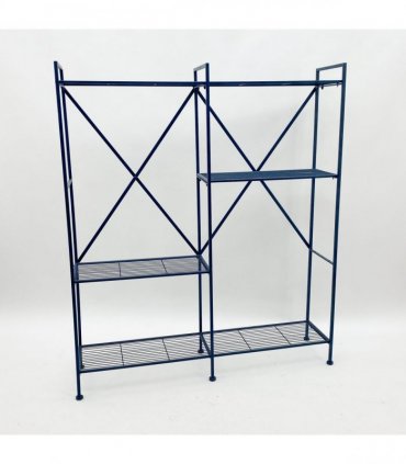 Shelf Unit Blue Painted Metal 141CM Easy to Assemble Plant Stand Durable