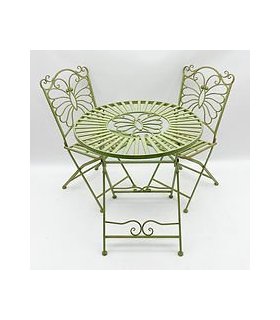 AcaciaHome Durable and Stylish Metal Garden Bistro Set – 3-Piece Outdoor Round Table and Comfortable Chairs, Durable Iron and Steel Construction, Perfect for Relaxing outdoor and garden (Green)