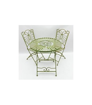 AcaciaHome Durable and Stylish Metal Garden Bistro Set – 3-Piece Outdoor Round Table and Comfortable Chairs, Durable Iron and Steel Construction, Perfect for Relaxing outdoor and garden (Green)