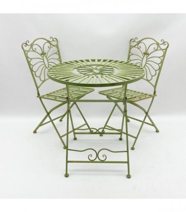AcaciaHome Durable and Stylish Metal Garden Bistro Set – 3-Piece Outdoor Round Table and Comfortable Chairs, Durable Iron and Steel Construction, Perfect for Relaxing outdoor and garden (Green)