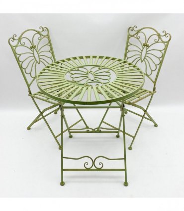 AcaciaHome Durable and Stylish Metal Garden Bistro Set – 3-Piece Outdoor Round Table and Comfortable Chairs, Durable Iron and Steel Construction, Perfect for Relaxing outdoor and garden (Green)