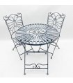 AcaciaHome Durable and Stylish Metal Garden Bistro Set – 3-Piece Outdoor Round Table and Comfortable Chairs, Durable Iron and Steel Construction, Perfect for Relaxing outdoor and garden (Grey)
