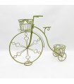 AcaciaHome Stylish and Charming Green Metal Bicycle Flower Pot Holder with Basket and Trolley – Decorative Garden Planter for Indoors or Outdoors, Fun Display for Flowers, Herbs, or Palms (107CM)