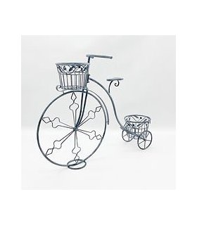 AcaciaHome Stylish & Decorative Metal Bicycle Planter with Basket and Trolley – Fun Garden Display with Wheels for Flowers, Herbs, or Plants, Ideal for Indoor & Outdoor Décor in Green & More (107CM)