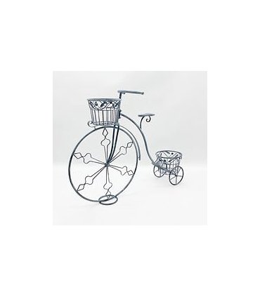 AcaciaHome Stylish & Decorative Metal Bicycle Planter with Basket and Trolley – Fun Garden Display with Wheels for Flowers, Herbs, or Plants, Ideal for Indoor & Outdoor Décor in Green & More (107CM)