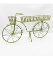 AcaciaHome Stylish and Charming Green Metal Bicycle Flower Pot Holder with Basket and Trolley – Decorative Garden Planter for Indoors or Outdoors, Fun Display for Flowers, Herbs, or Palms (138CM)