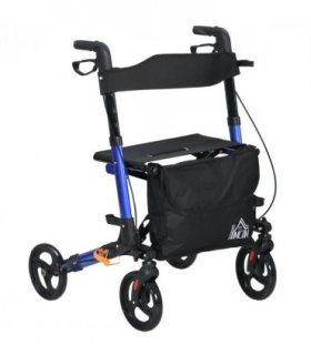 4 Wheel Rollator Walker with Seat Adjustable Mobility Walker with Bag, Blue