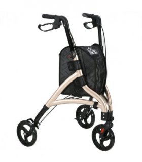 HOMCOM Lightweight Aluminium 3-Wheel Rollator with Adjustable Handle Storage Bag