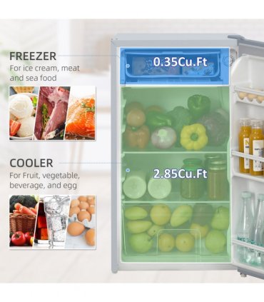 HOMCOM 91L Freestanding Under Counter Fridge with Reversible Door Grey