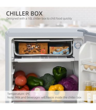 HOMCOM 91L Freestanding Under Counter Fridge with Reversible Door Grey