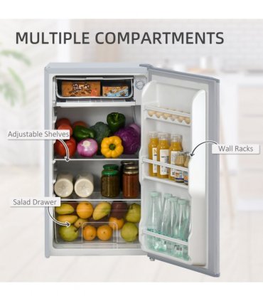 HOMCOM 91L Freestanding Under Counter Fridge with Reversible Door Grey