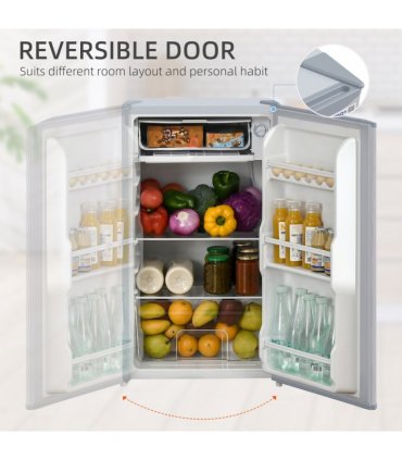 HOMCOM 91L Freestanding Under Counter Fridge with Reversible Door Grey